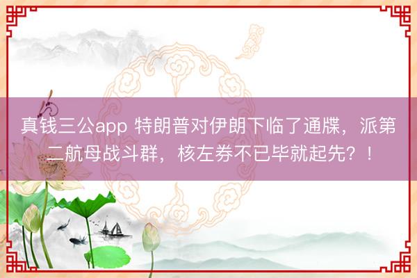 真钱三公app 特朗普对伊朗下临了通牒,派第二航母战斗群,核左券不已毕就起先?!