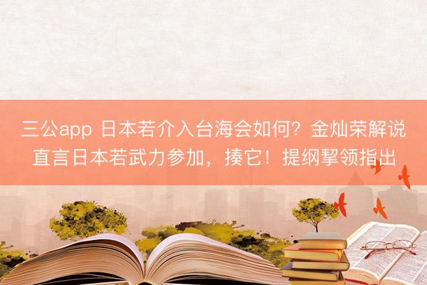 三公app 日本若介入台海会如何?金灿荣解说直言日本若武力参加,揍它!提纲挈领指出