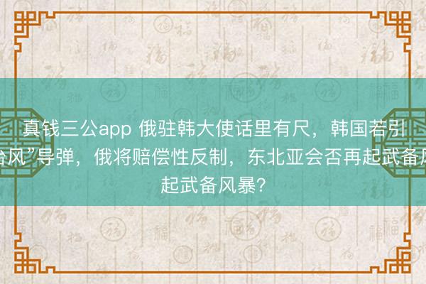 真钱三公app 俄驻韩大使话里有尺,韩国若引入“台风”导弹,俄将赔偿性反制,东北亚会否再起武备风暴?