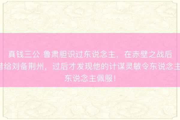 真钱三公 鲁肃胆识过东说念主,在赤壁之战后微妙借给刘备荆州,过后才发现他的计谋灵敏令东说念主佩服!