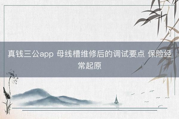 真钱三公app 母线槽维修后的调试要点 保险经常起原