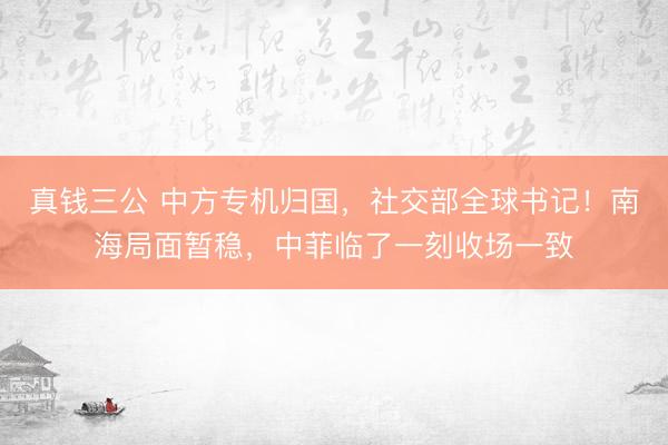 真钱三公 中方专机归国,社交部全球书记!南海局面暂稳,中菲临了一刻收场一致