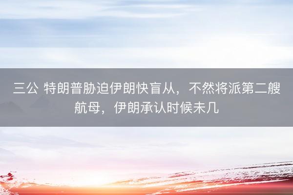 三公 特朗普胁迫伊朗快盲从,不然将派第二艘航母,伊朗承认时候未几
