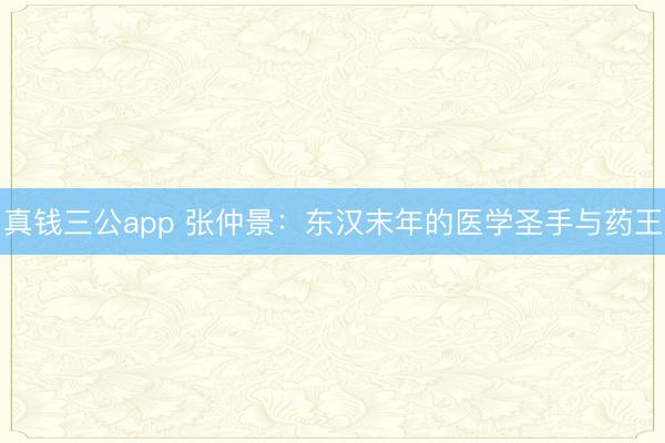 真钱三公app 张仲景：东汉末年的医学圣手与药王