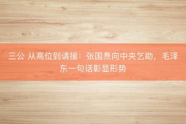 三公 从高位到请援:张国焘向中央乞助,毛泽东一句话彰显形势