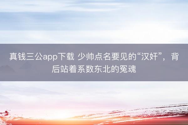 真钱三公app下载 少帅点名要见的“汉奸”,背后站着系数东北的冤魂