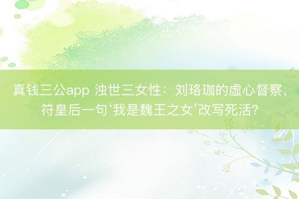 真钱三公app 浊世三女性：刘珞珈的虚心督察，符皇后一句‘我是魏王之女’改写死活？
