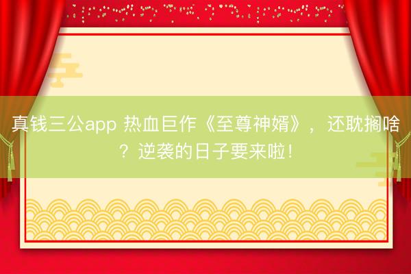 真钱三公app 热血巨作《至尊神婿》，还耽搁啥？逆袭的日子要来啦！