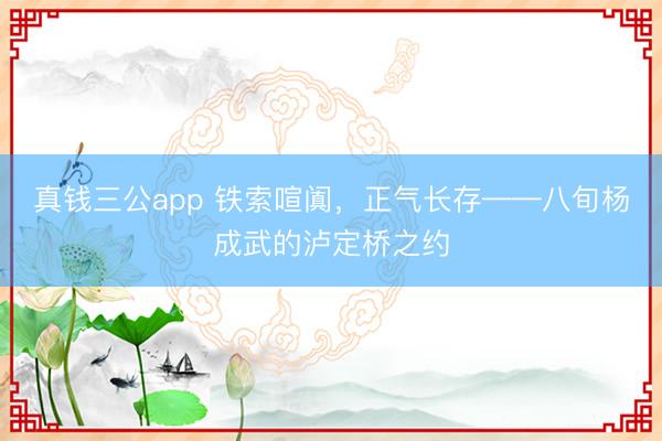 真钱三公app 铁索喧阗，正气长存——八旬杨成武的泸定桥之约