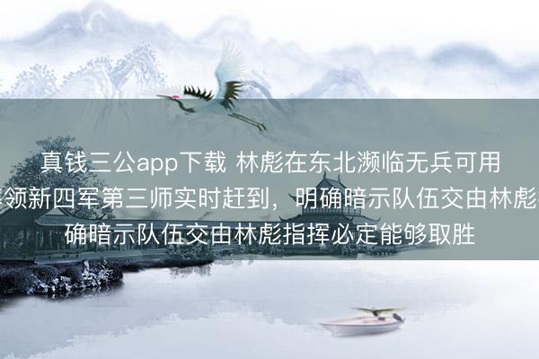 真钱三公app下载 林彪在东北濒临无兵可用的逆境,黄克诚率领新四军第三师实时赶到,明确暗示队伍交由林彪指挥必定能够取胜