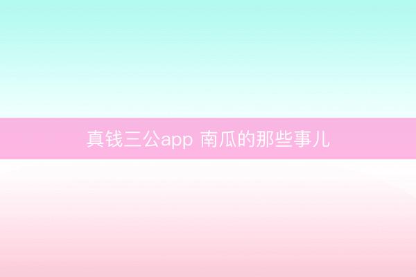 真钱三公app 南瓜的那些事儿