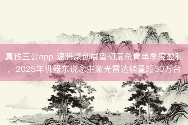 真钱三公app 速腾聚创展望初度杀青单季度盈利，2025年机器东说念主激光雷达销量超30万台
