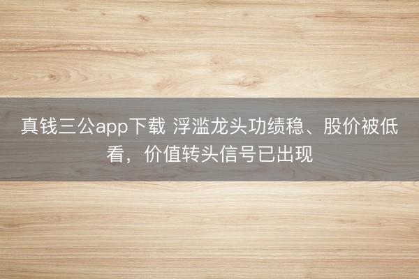 真钱三公app下载 浮滥龙头功绩稳、股价被低看,价值转头信号已出现