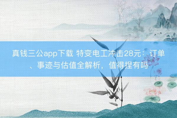 真钱三公app下载 特变电工冲击28元：订单、事迹与估值全解析，值得捏有吗