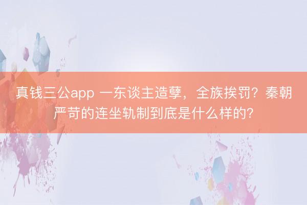 真钱三公app 一东谈主造孽,全族挨罚?秦朝严苛的连坐轨制到底是什么样的?