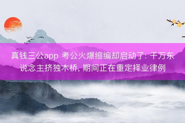 真钱三公app 考公火爆缩编却启动了: 千万东说念主挤独木桥， 期间正在重定择业律例