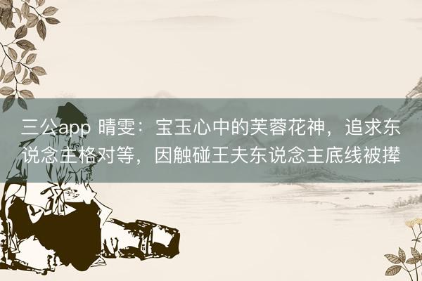 三公app 晴雯：宝玉心中的芙蓉花神，追求东说念主格对等，因触碰王夫东说念主底线被撵