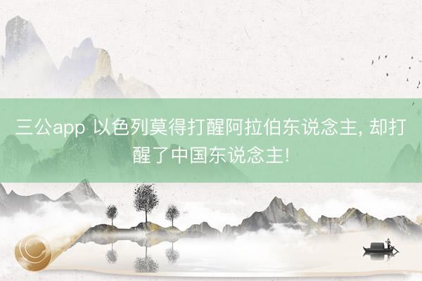 三公app 以色列莫得打醒阿拉伯东说念主， 却打醒了中国东说念主!
