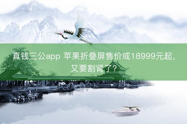 真钱三公app 苹果折叠屏售价或18999元起，又要割肾了？