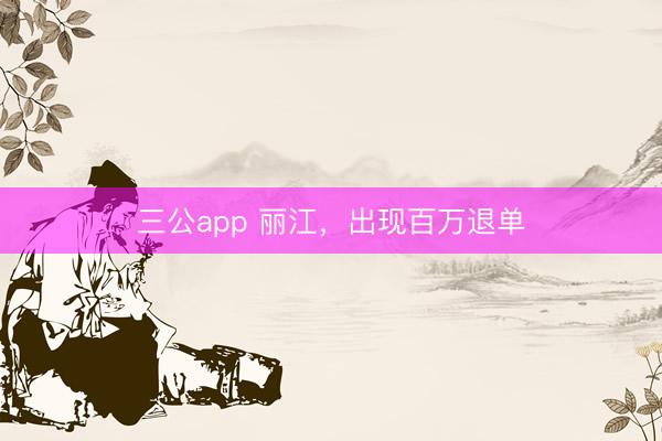 三公app 丽江，出现百万退单