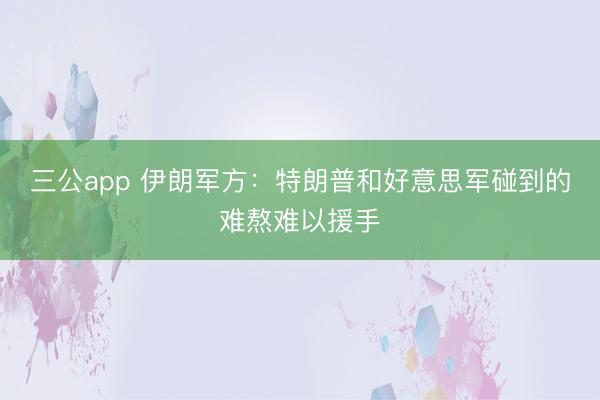 三公app 伊朗军方:特朗普和好意思军碰到的难熬难以援手