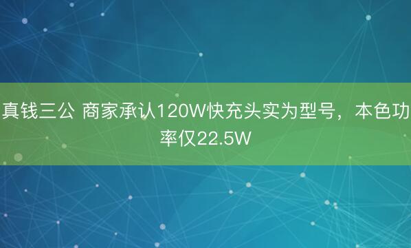 真钱三公 商家承认120W快充头实为型号，本色功率仅22.5W
