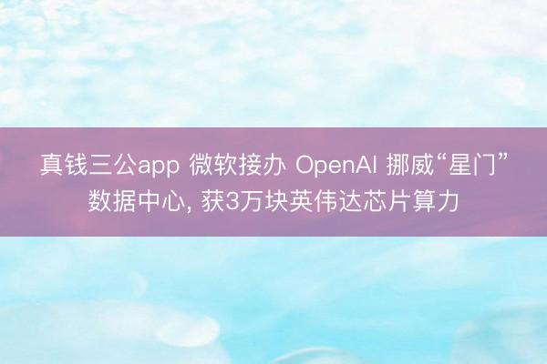 真钱三公app 微软接办 OpenAI 挪威“星门”数据中心， 获3万块英伟达芯片算力