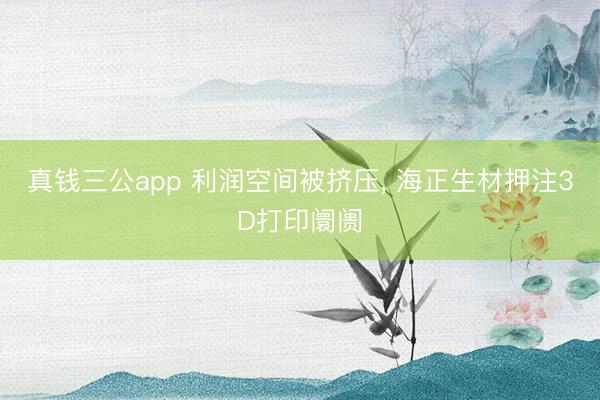 真钱三公app 利润空间被挤压， 海正生材押注3D打印阛阓