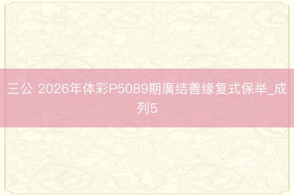 三公 2026年体彩P5089期廣结善缘复式保举_成列5