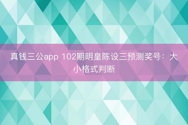 真钱三公app 102期明皇陈设三预测奖号：大小格式判断