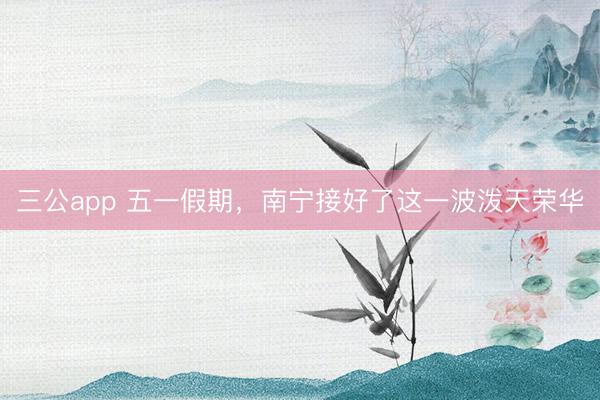 三公app 五一假期，南宁接好了这一波泼天荣华