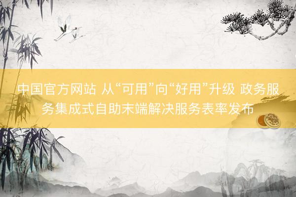 中国官方网站 从“可用”向“好用”升级 政务服务集成式自助末端解决服务表率发布