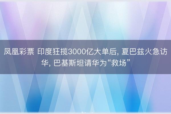 凤凰彩票 印度狂揽3000亿大单后， 夏巴兹火急访华， 巴基斯坦请华为“救场”