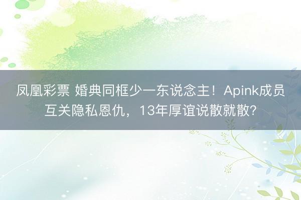 凤凰彩票 婚典同框少一东说念主！Apink成员互关隐私恩仇，13年厚谊说散就散？