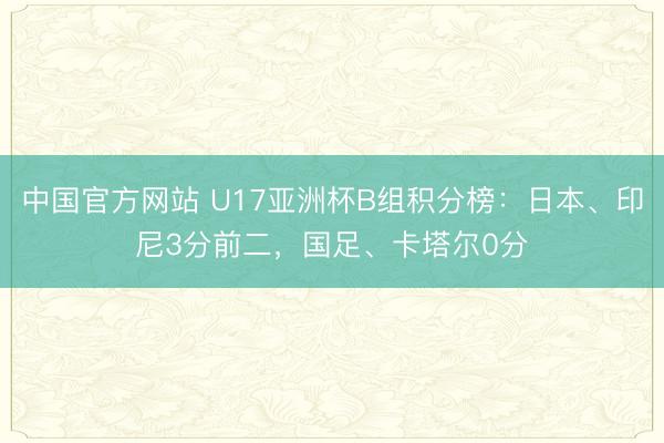 中国官方网站 U17亚洲杯B组积分榜：日本、印尼3分前二，国足、卡塔尔0分
