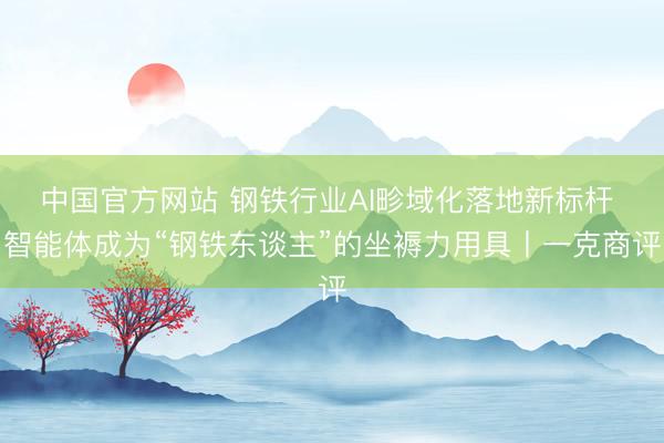 中国官方网站 钢铁行业AI畛域化落地新标杆 智能体成为“钢铁东谈主”的坐褥力用具丨一克商评