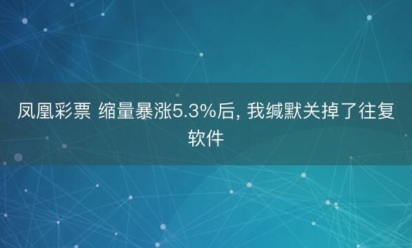凤凰彩票 缩量暴涨5.3%后， 我缄默关掉了往复软件